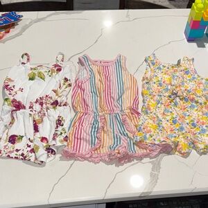 Three Girl Toddler Rompers Sleeveless 3T